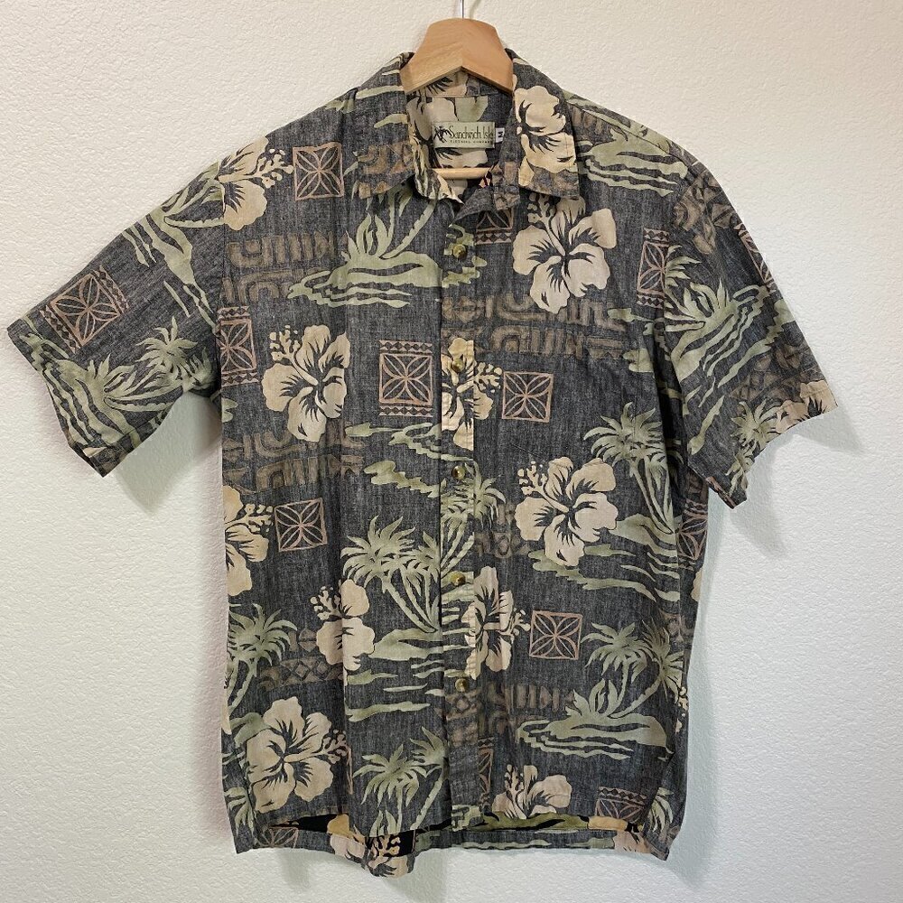 Vintage 100% Cotton Made in Hawaii "Sandwich Isle" Tropical Hawaiian Shirt